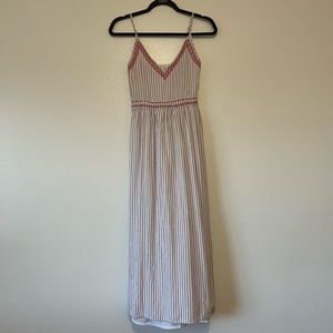 Japre White & Pink Linen Midi Dress Size M